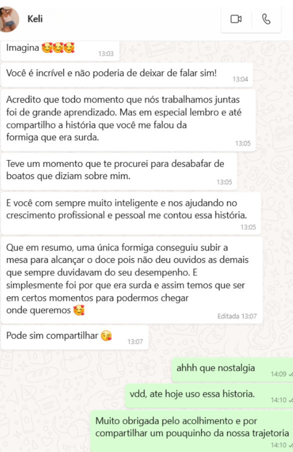 Depoimento 5 da Cliente sobre a Detlhes Consultoria